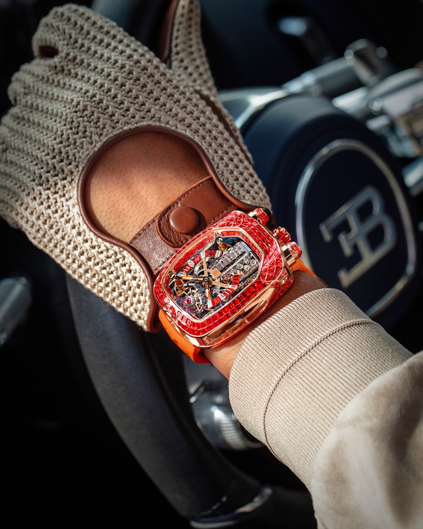 Limited Edition Jacob & Co. Bugatti Chiron Tourbillon Baguette watch