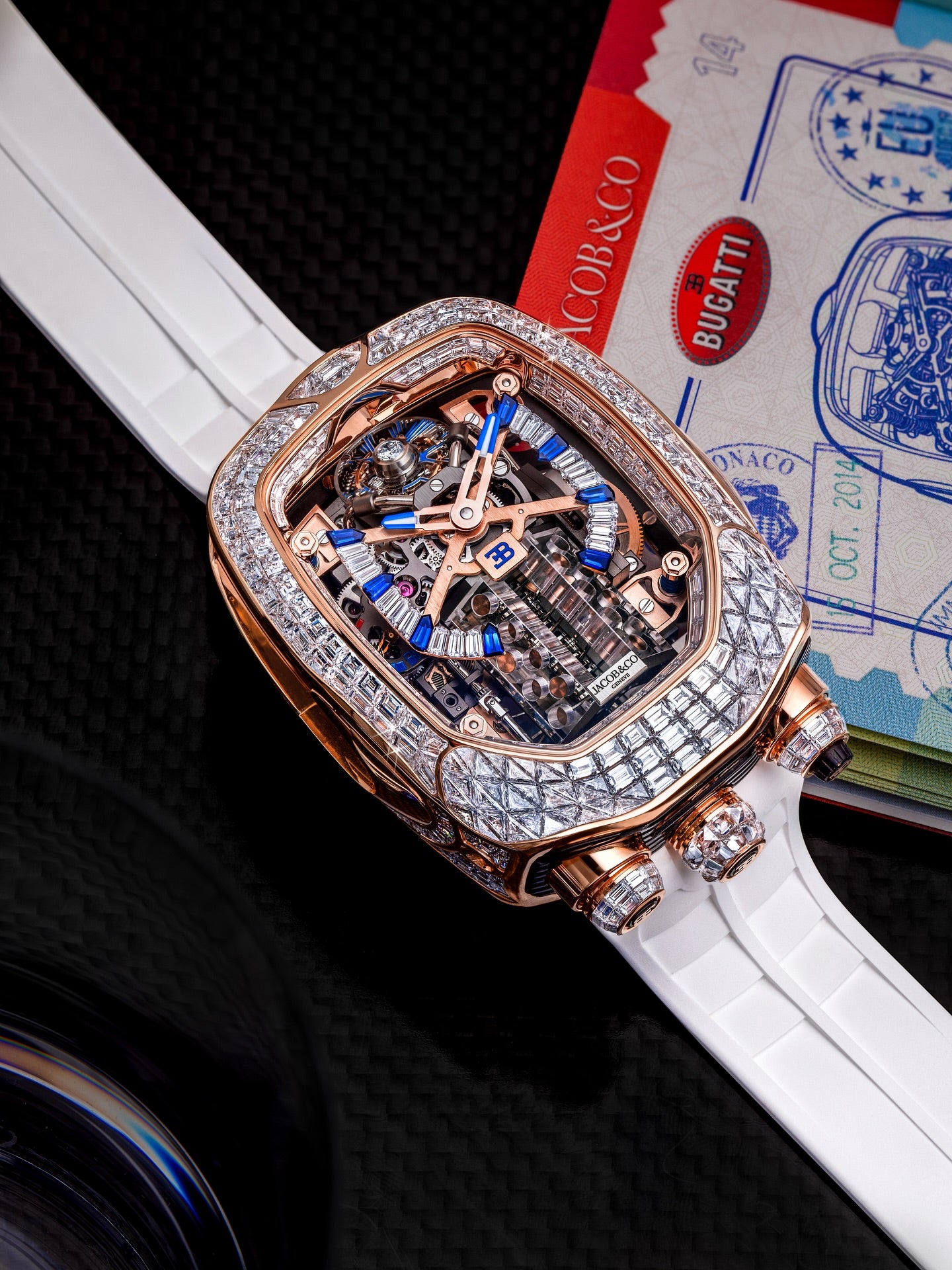 Limited Edition Jacob & Co. Bugatti Chiron Tourbillon Baguette watch