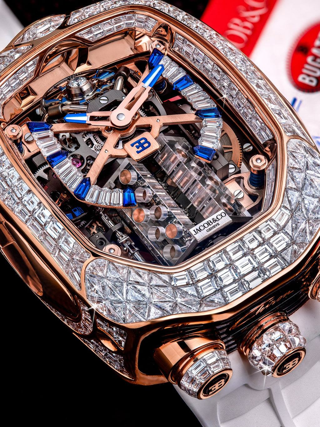 Limited Edition Jacob & Co. Bugatti Chiron Tourbillon Baguette watch