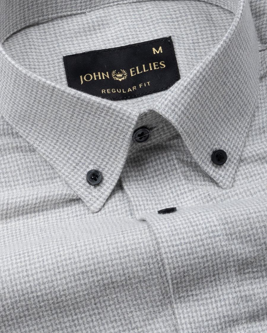 Magnus Silver Houndstooth Cotton Shirt