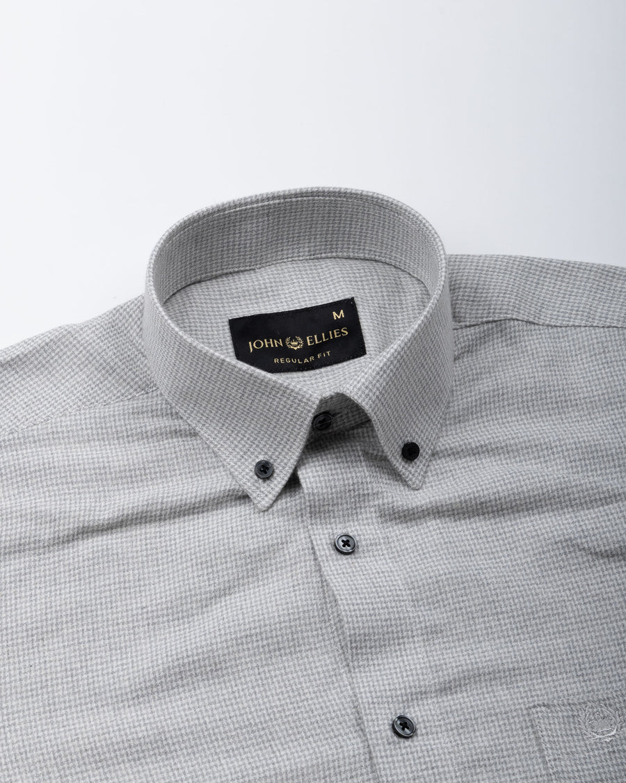 Magnus Silver Houndstooth Cotton Shirt